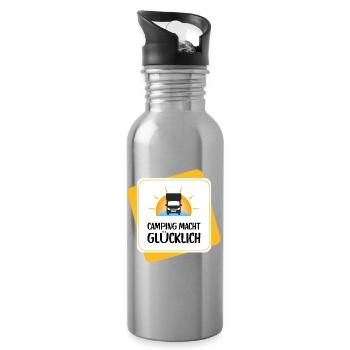 Camping makes you happy – motorhome design - Water bottle with straw - silver - Right