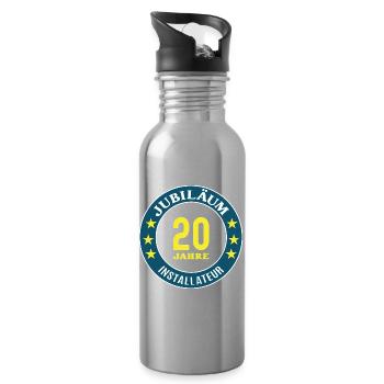 Installer Anniversary 20 Years 20th Anniversary - Water bottle with straw - silver - Right