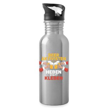 Beer Aktivisten - Funny Drinking Meme - Trinkflasche mit integriertem Trinkhalm - Lightsilver - Rechts