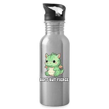 Tender Dragon – Soft and Wild - Water bottle with straw - silver - Right
