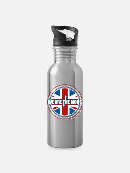 Wir sind die Mods Union Jack - Trinkflasche mit integriertem Trinkhalm - Lightsilver