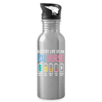Battery level of an intensive care nurse Humor - Water bottle with straw - silver - Right