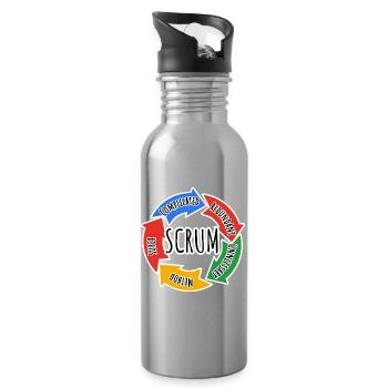 Scrum Framework for Agile Working in Development - Water bottle with straw - silver - Right