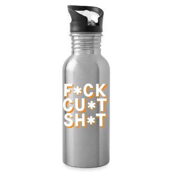 Swear Words Censored Text - Water bottle with straw - silver - Right