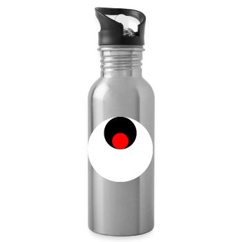 3 cercles, blanc, noir et rouge - Gourde avec paille intégrée - argent clair - Droite