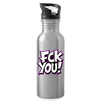 FCK YOU lettering provocative statement - Water bottle with straw - silver - Right