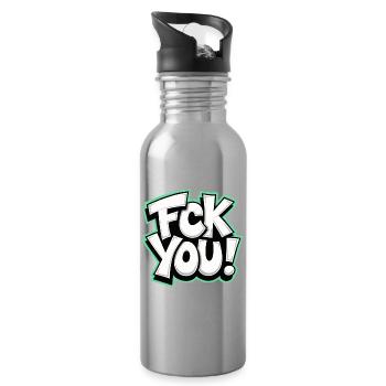 FCK YOU lettering provocative statement - Water bottle with straw - silver - Right