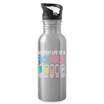 Niveau de batterie d’une infirmière en soins intensifs pédiatriques Humour - Gourde avec paille intégrée - argent clair - Droite