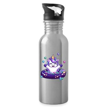 Einhornbällebad - Trinkflasche mit integriertem Trinkhalm - Lightsilver - Rechts