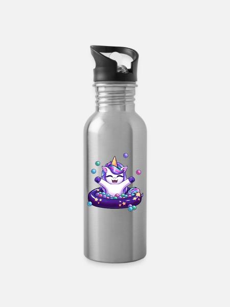 Unicorn Ball Pool - Water bottle with straw - silver