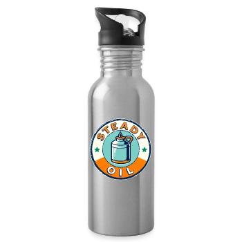 Steady Oil Vintage-Abzeichen - Trinkflasche mit integriertem Trinkhalm - Lightsilver - Rechts