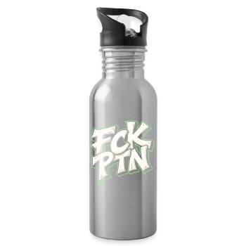 FCK PTN Anti Putin Statement - Water bottle with straw - silver - Right