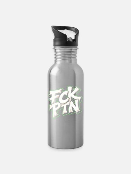 FCK PTN Anti Putin Statement - Trinkflasche mit integriertem Trinkhalm - Lightsilver