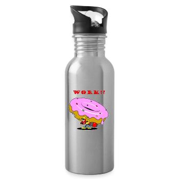 Ant Donut Worker Cartoon - Water bottle with straw - silver - Right