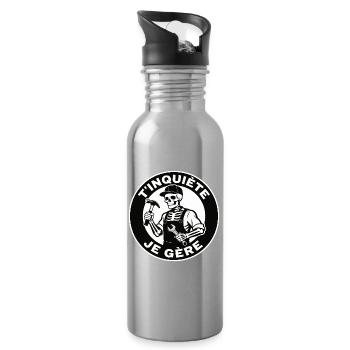 Skeleton handyman don't worry I manage black humor - Water bottle with straw - silver - Right