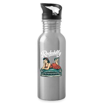 Cadeau rétro pin-up de voiture vintage rockabilly - Gourde avec paille intégrée - argent clair - Droite
