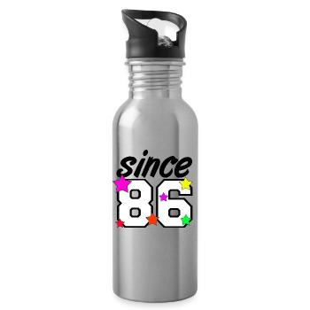 Since 86 , 1986 , 40.Geburtstag - Trinkflasche mit integriertem Trinkhalm - Lightsilver - Rechts