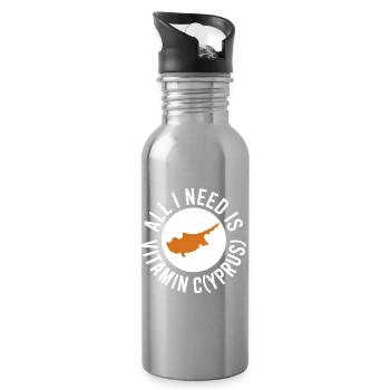 Cyprus All I Need Is Vitamin Cyprus Cyprus Flag - Water bottle with straw - silver - Right