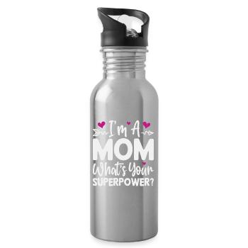 Ich bin Mutter. Was ist deine Superkraft? - Trinkflasche mit integriertem Trinkhalm - Lightsilver - Rechts