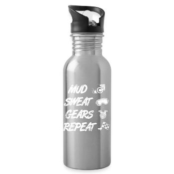 Mud Sweat Gears Repeat - Water bottle with straw - silver - Right
