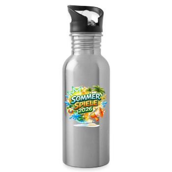Sommer Spiele 2026 Tropen-Logo - Trinkflasche mit integriertem Trinkhalm - Lightsilver - Rechts