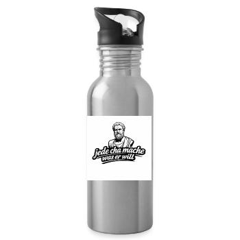 Jede Cha Mache Was Er Will - Trinkflasche mit integriertem Trinkhalm - Lightsilver - Rechts
