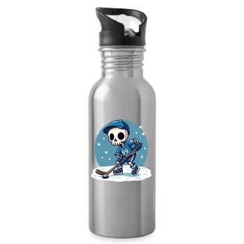 Skelett Eishockeyspieler Nummer 99 Wintersport - Water bottle with straw - silver - Right