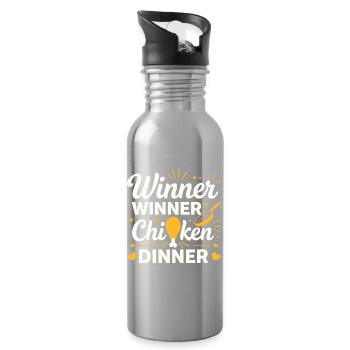 Winner Winner Chicken Dinner Tee - Water bottle with straw - silver - Right