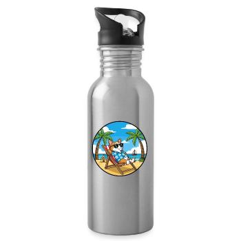 Coole Corgi-Strandferien-Sommerstimmung - Trinkflasche mit integriertem Trinkhalm - Lightsilver - Rechts