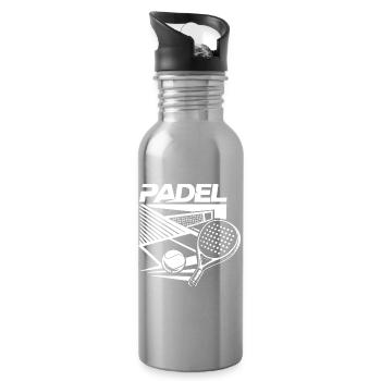 Padel Court & Racket – Design Sport White - Water bottle with straw - silver - Right