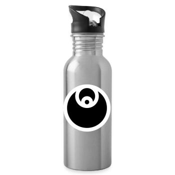 Circle Emblem Filled - Water bottle with straw - silver - Right