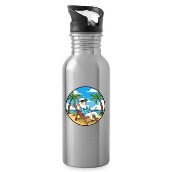 Coole Llama Beach Urlaubs-Sommer-Vibes - Trinkflasche mit integriertem Trinkhalm - Lightsilver - Rechts