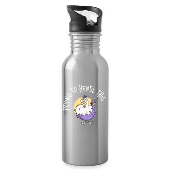 Trying To Hendl This Funny Dialect Saying - Water bottle with straw - silver - Right