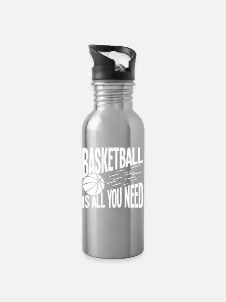Basketball is all you need - Water bottle with straw - silver