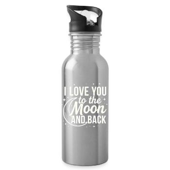 Ich liebe dich bis zum Mond und zurück – romantisches Zitat - Trinkflasche mit integriertem Trinkhalm - Lightsilver - Rechts