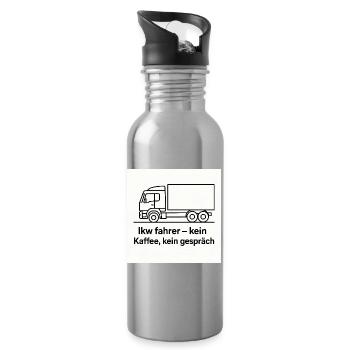 Truck Driver No Coffee No Talk - Water bottle with straw - silver - Right
