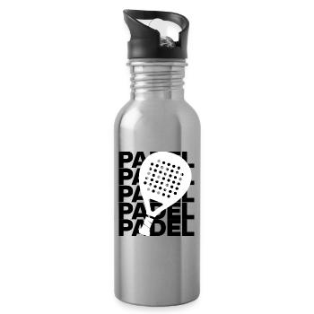 Padel Padel – Amour de raquette ! Roi et Reine de la Cour - Gourde avec paille intégrée - argent clair - Droite