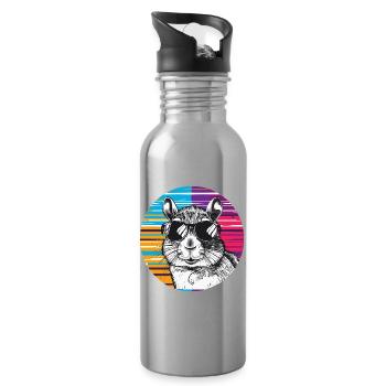 Hamster with sunglasses - Water bottle with straw - silver - Right