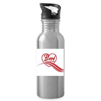 Blood Donation Heart Logo - Water bottle with straw - silver - Right