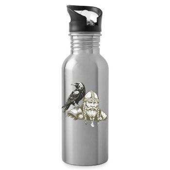 Wikinger Viking Legende Seemann Odin Rabe Kämpfer - Trinkflasche mit integriertem Trinkhalm - Lightsilver - Rechts