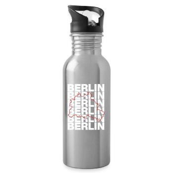 BUNDESLAND BERLIN, DIE HAUPTSTADT! LANDESGRENZE - Trinkflasche mit integriertem Trinkhalm - Lightsilver - Rechts