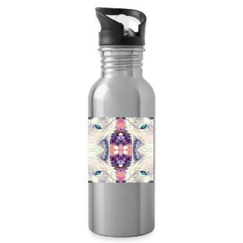Arctic Wolves Kaleidoscope - Water bottle with straw - silver - Right