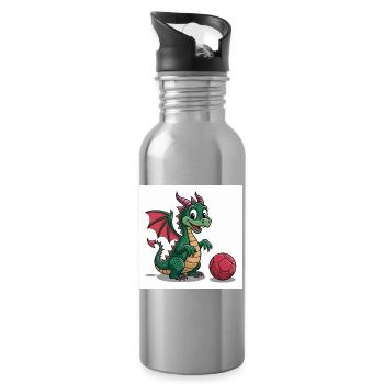 Grüner Drachenball Freund - Trinkflasche mit integriertem Trinkhalm - Lightsilver - Rechts