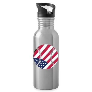 USA Patriotic Softball American Flag Sports Kunst - Trinkflasche mit integriertem Trinkhalm - Lightsilver - Rechts