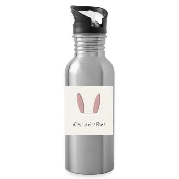 Alles nur eine Phase – minimalistisches Poster - Trinkflasche mit integriertem Trinkhalm - Lightsilver - Rechts