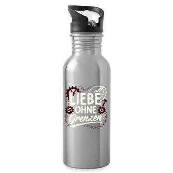 Liebe Ohne Grenzen Gear - Trinkflasche mit integriertem Trinkhalm - Lightsilver - Rechts