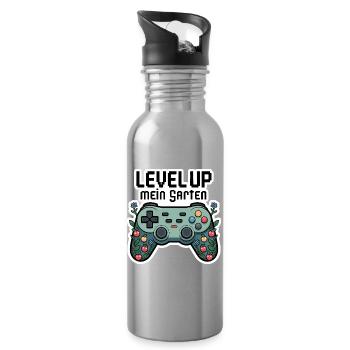Level Up Garten-Controller Design - Trinkflasche mit integriertem Trinkhalm - Lightsilver - Rechts
