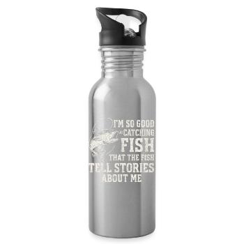 I'm So Good At Catching Fish Angler Saying Fishing - Water bottle with straw - silver - Right