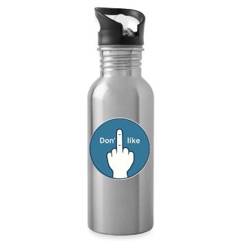 No Thanks Middle Finger Design - Water bottle with straw - silver - Right