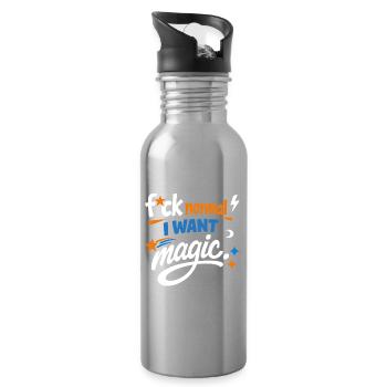 Magic instead of normality: Courageously colourful - Water bottle with straw - silver - Right